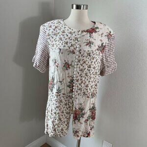 Vintage J.B.S. Ltd. Womens Plus 20 Mix Floral Tunic Top Short Sleeve Cottagecore